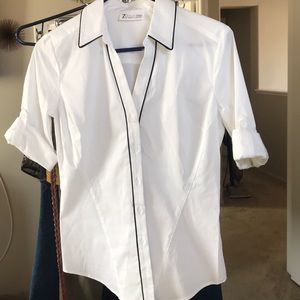 White blouse with black lining, new with tags